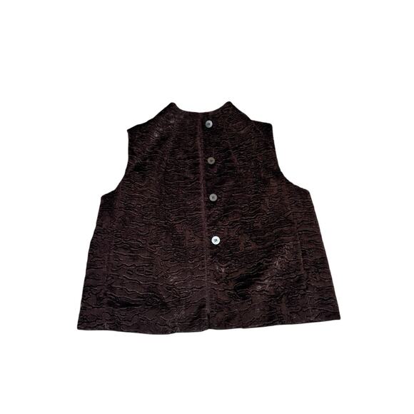 Siena Studio Jackets & Blazers - Vintage Y2K Siena Studio Faux Fur Vest Chocolate Brown Textured Button L